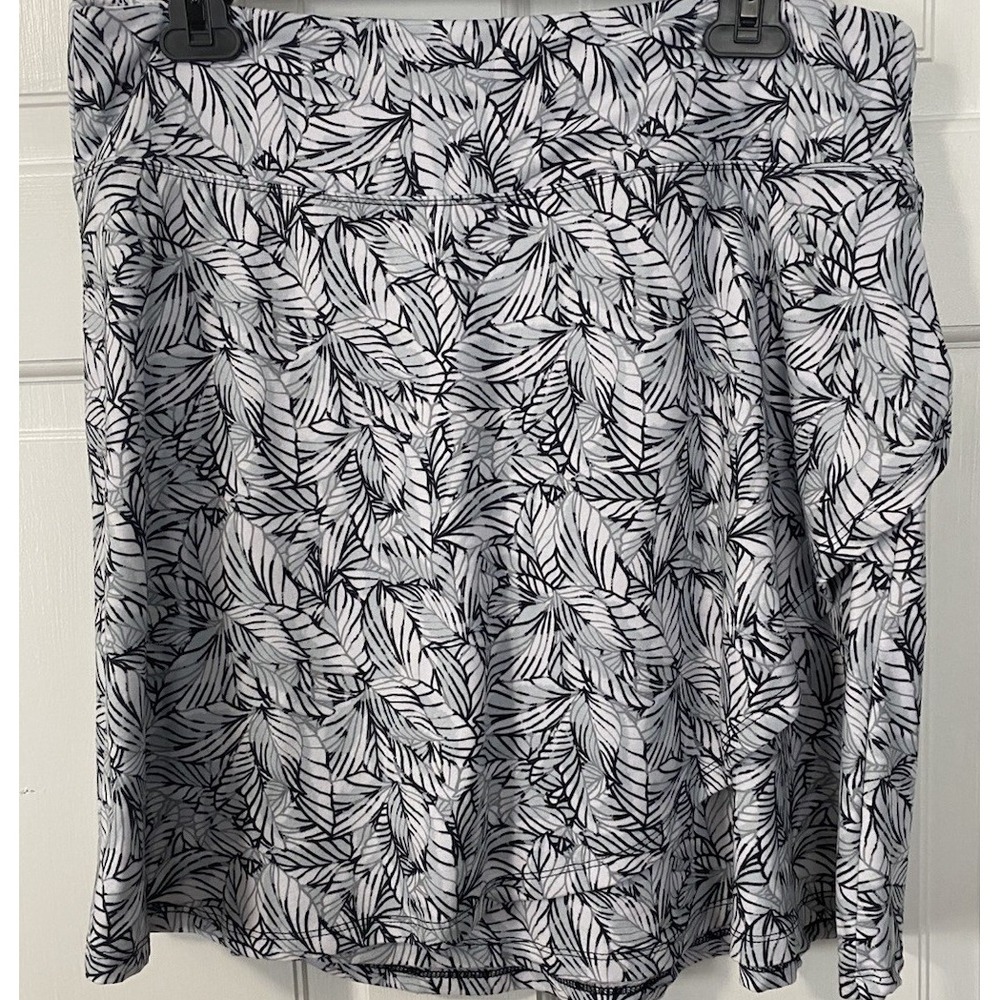 Eddie Bauer Womens XL Skirt Black White Palm Leaf Print Active Hiking Travel